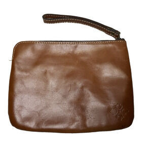 Patricia Nash Cassini Wristlet Brown Leather Zip Closure Organizer 9" x 6.5"